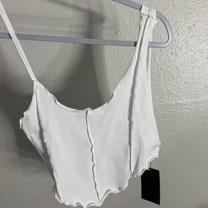 SHEIN SXY Solid One Shoulder Crop Top